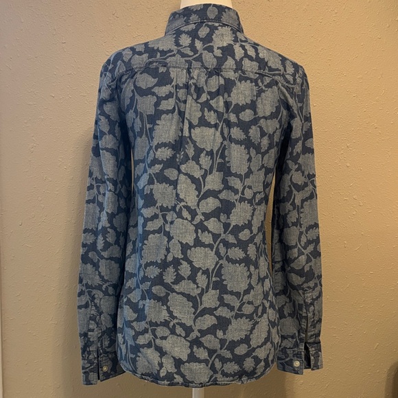 LOFT Floral Denim Button-Up Shirt Size XXS - Picture 6 of 8